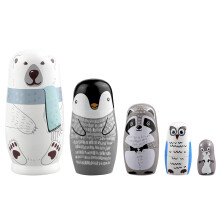 Russian Nesting Dolls,Wooden Toys,Cute Russian Dolls, Polar Bear Owl Penguin Gifts Dolls, for Educational Learning Kids Toys, Christmas, Birthday