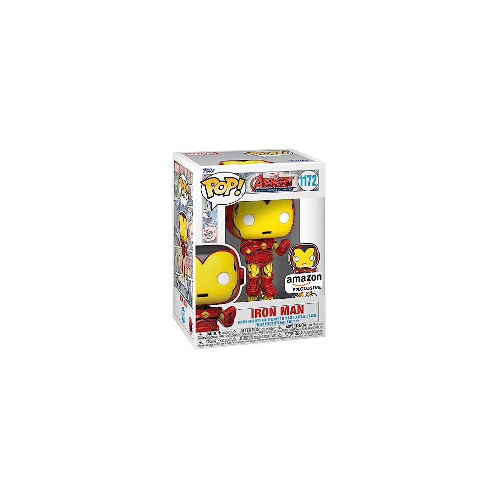 Pop! Marvel: A60- Comic Iron Man With Enamel Pin - Marvel Comics - Amazon Exclusive - Collectable Vinyl Figure - Gift Idea - Official Merchandise -