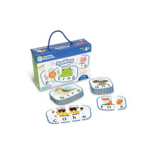 LER6086 Spelling Cards, Preschool Readiness, Self Correcting Puzzles, Ages 4+, Multi