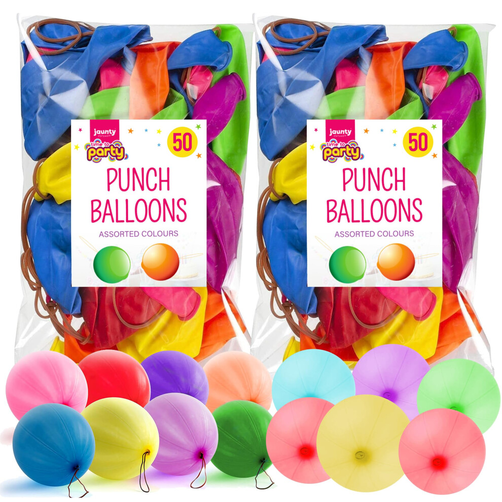 100 Large Punch Balloons for Kids by Jaunty Partyware | Ideal Party Bag Fillers for Kids | 13" Premium Quality | Punch Balloons for Party Bags Fillers