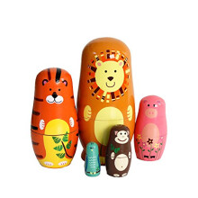 Gobus Wooden Nesting Doll Russian Nesting Dolls Sets for Home Office Decoration Children Gifts (Animals)