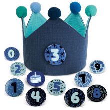Baby Birthday Crown Kids - Reversible Birthday Crowns for Kids with Number Badges - Birthday Girl Crown Party Hat in Muslin Cotton