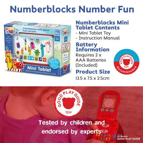 Mini Tablet Toy - Count With Number Blocks and Learn Basic Maths Skills - Perfect for Interactive Play & Child Development, Features 4 Fun Activities, 2