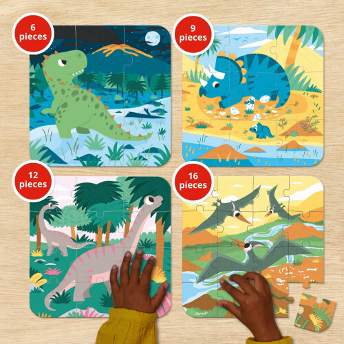 Janod J02657 4 Progressive Dinosaurs Difficulty Puzzle 1