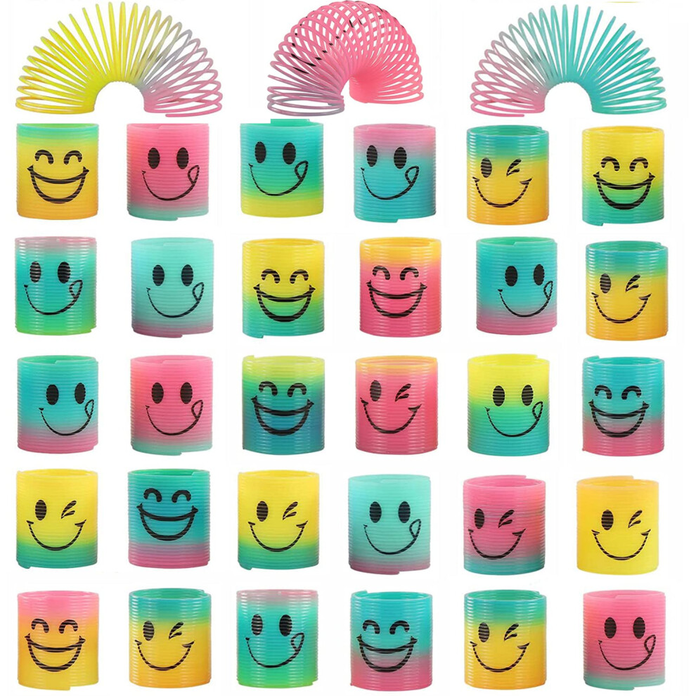 36 PCS Mini Slinky Rainbow Springs Toys for Kids Party Bag Fillers, Xndryan Small Smile Spring Toys for Pinata Party Favors Stocking Fillers for Boys