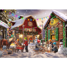 Puzzle Vermont Christmas Company Christmas Corner 1000 dielikov Vianocn puzzle pre dospel ch a rodiny N hodne tvarovan dieliky