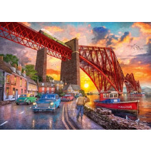 Forth Bridge at Sunset 1000 Piece Jigsaw Puzzles for Adults and Kids Age 12 Years Up - Iconic Scotland