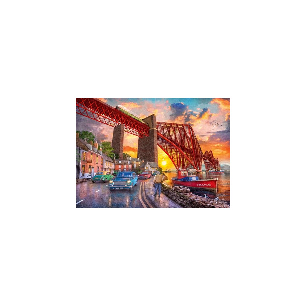 Forth Bridge at Sunset 1000 Piece Jigsaw Puzzles for Adults and Kids Age 12 Years Up - Iconic Scotland