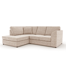 (Beige, 4 Seater Left Hand Facing Corner) Quilted Chenille Fabric Fullback Corner Sofa Range