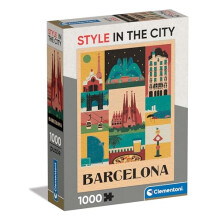39847 Jigsaw 1000 Pieces Adults 14-99 Years, Gift for Men/Women, Illustrated City, Barcelona, Spain, Puzzle Art, Made in Italy, Multicolor
