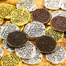 Hicarer 35 stykker guldm?nter Piratm?nter Metal falske m?nter Piratskattem?nter Leget?j til festfavoritpynt Bronze R?d Antik Bronze Antik Guld og