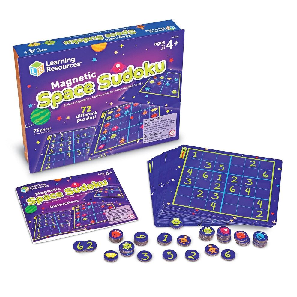 LER9320 Magnetic Space Sudoku Puzzle Game, 72 Pieces, Ages 4+, Multi