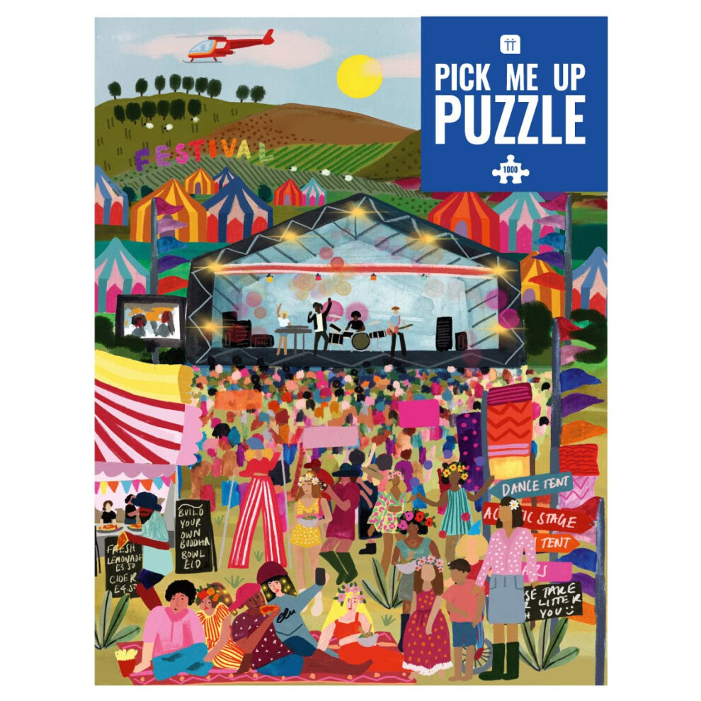 1000 Piece Festival Puzzle for Adults with Matching Poster & Trivia Sheet | Colourful Jigsaw Illustrated Design, Gift for Music Lovers, Glastonbury,