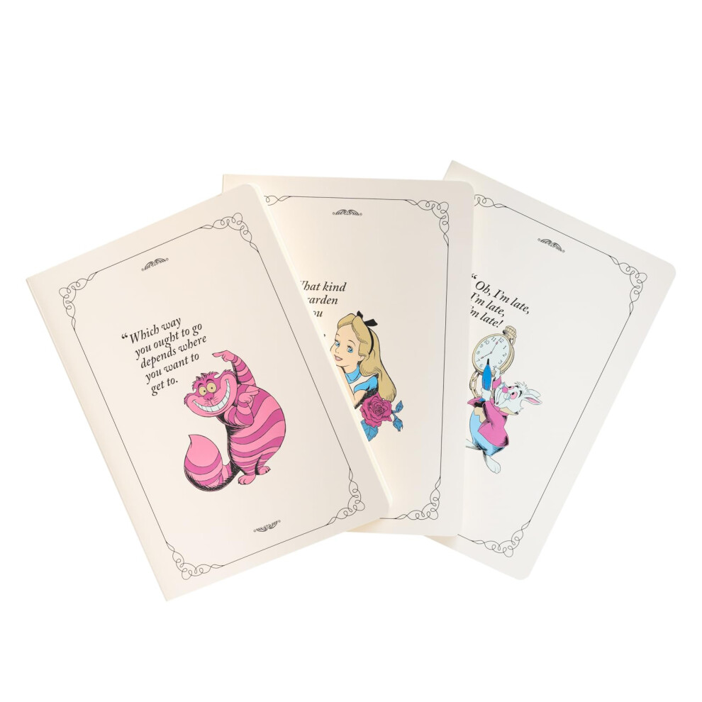 Grupo Erik Disney Alice In Wonderland Pack Of 3 A5 Notebooks | A5 Notebook | Notebooks A5 | Notepads A5 | A5 Notepad | Cute Stationery | Alice In Wonderland