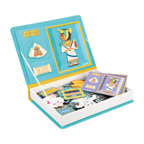 Janod - Magnéti'Book History - 60-Magnet Educational Game with 12 Model Cards - Children's FSC Cardboard Toy - Develops Fine Motor Skills & Imagination -