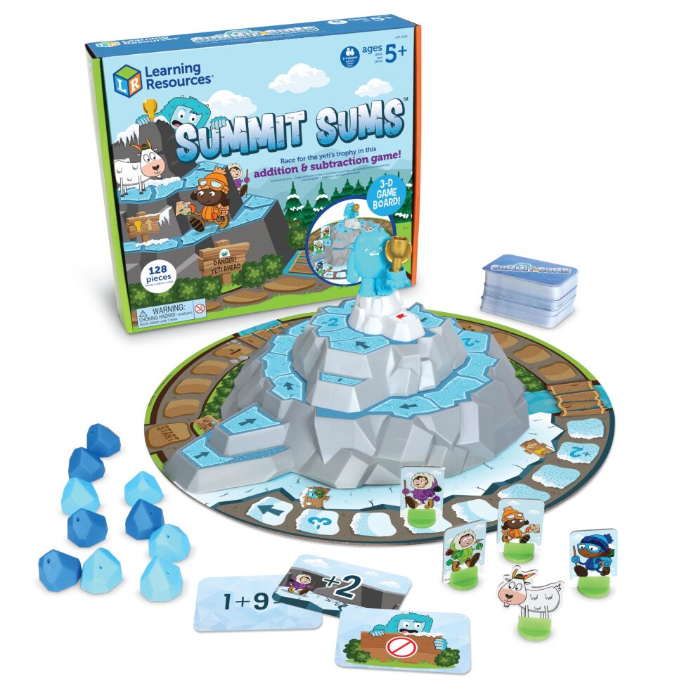 Summit Sums Addition & Subtraction Game, Maths Game for Ages 5+ Year Olds, Maths Board Game for 2 to 4 Players