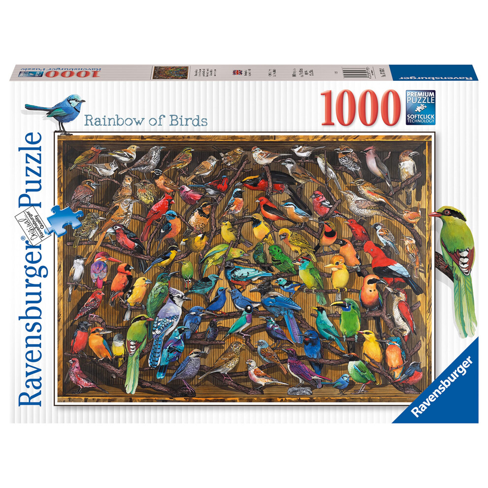 Rainbow of Birds 1000 Piece Jigsaw Puzzles for Adults and Kids Age 12 Years Up