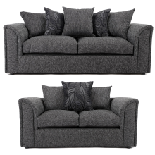 (Grey, 3 + 2 Seater Sofa Suite) Byron Dundee Chenille Fabric Corner Sofa Range