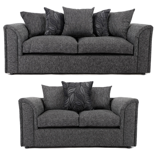 (Grey, 3 + 2 Seater Sofa Suite) Byron Dundee Chenille Fabric Corner Sofa Range