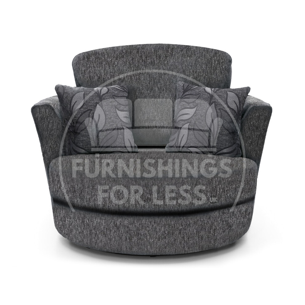 (Grey, Swivel Chair) Byron Dundee Chenille Fabric Corner Sofa Range