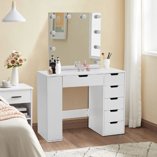 Living And Home Hollywood Dressing Table with LED Lighted Mirror
