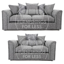 (Silver, 3 + 2 Seater Sofa Suite) Byron Dundee Chenille Fabric Corner Sofa Range