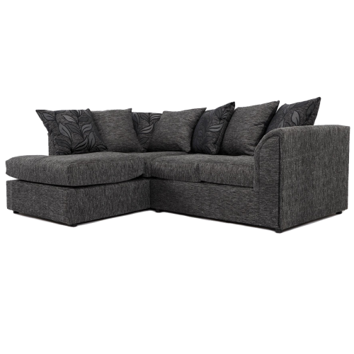(Grey, 4 Seater Left Hand Facing Corner) Byron Dundee Chenille Fabric Corner Sofa Range