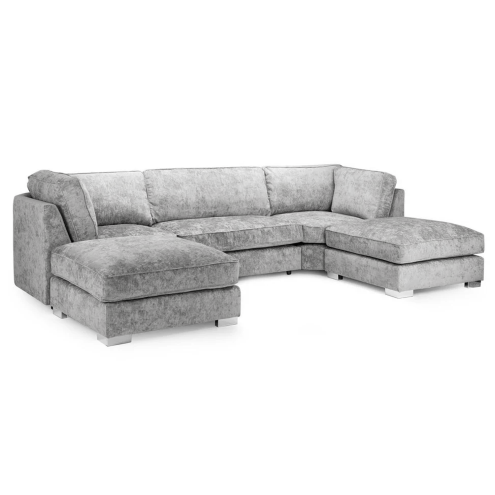 (Grey, Full Back Cushions) Bishop U-Shape Corner Sofa Alaska Fabric