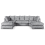 (Grey, Scatter Back Cushions) Bishop U-Shape Corner Sofa Alaska Fabric 1