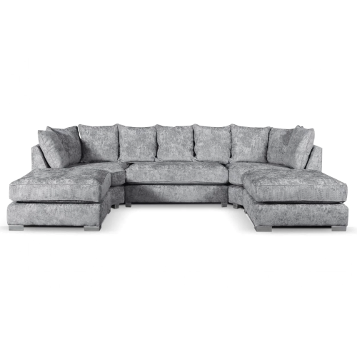 (Grey, Scatter Back Cushions) Bishop U-Shape Corner Sofa Alaska Fabric