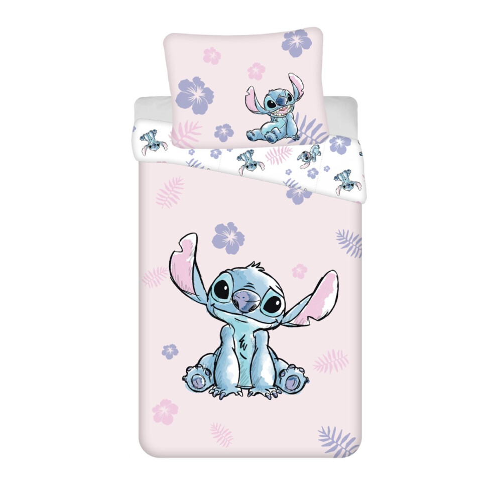 Disney Lilo and Stitch Pink Single Duvet Cover and Pillowcase Set - European Size