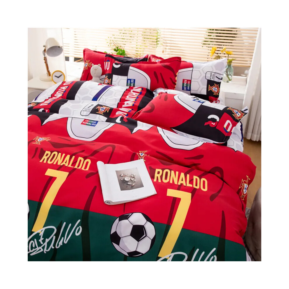 (Single 135*200cm) Gift For Cristiano Ronaldo Fans Bedding Pillowcase Set Duvet Covers