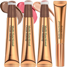 3Pcs Liquid Blush Set, Blush Beauty Wand Natural-Looking Velvet Waterproof Long-Lasting Multi-functional Smooth Cream Blush
