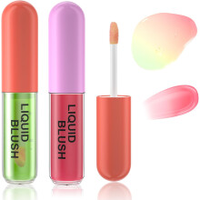 2Pcs Liquid Blush, Color Changing Blusher for Cheek&Lip Make Up-Liquid Blush Makeup-Skin Tint Blush-Glossy Shiny Finish Natural Nude Clear Blush Oil