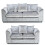 (Silver, 3 & 2 Seater) Crystal Crushed Velvet Scatter Back Sofa Sets 1