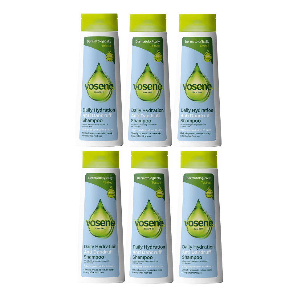 Vosene Daily Hydration Anti Dandruff Shampoo Coconut Oil & Aloe Vera 6 x 500ml