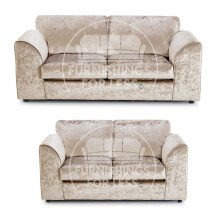 (Mink, 3 & 2 Seater) Crystal Crushed Velvet Full Back Sofa Sets