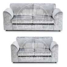 (Silver, 3 & 2 Seater) Crystal Crushed Velvet Full Back Sofa Sets
