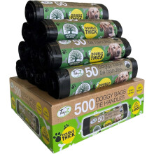 TidyZ 500 DOGGY BAGS WITH TIE HANDLES EXTRA STRONG & EXTRA LARGE (10 rolls of 50 bags)