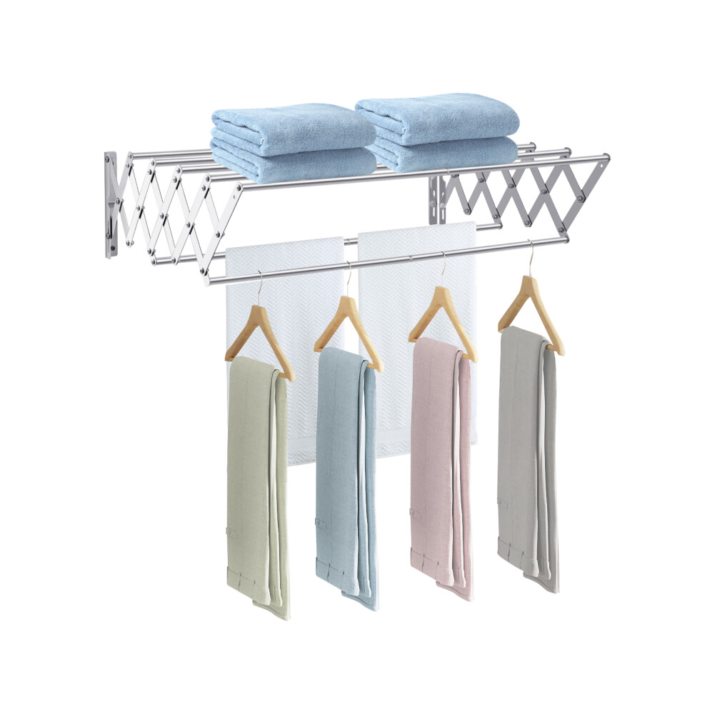 Wall Mounted Clothes Rail Foldable Airer Space-Saver Drying Rack