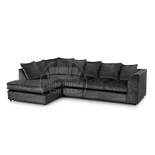 (Black, 5 Seater Left Hand Facing Corner) Crystal Crushed Velvet Scatter Back Corner Sofa Range