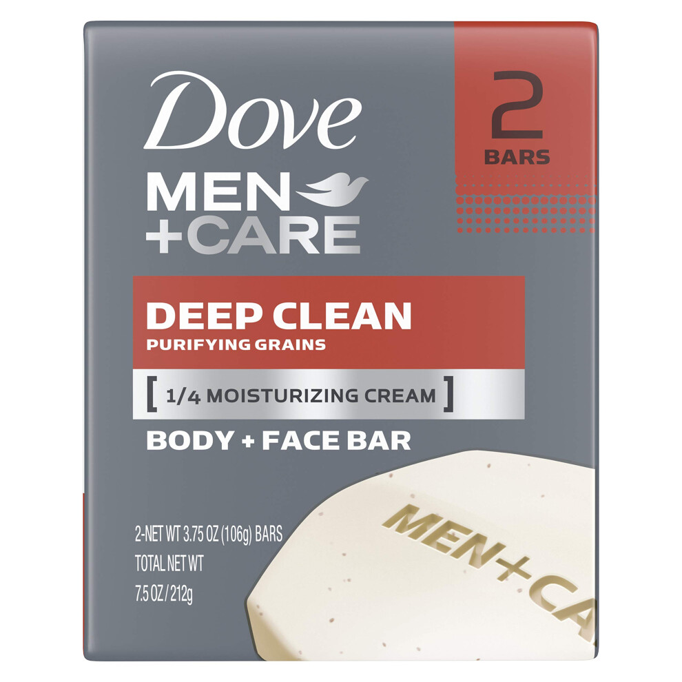 Dove Men+Care Body and Face Bar, Deep Clean 4 oz, 2 Bar