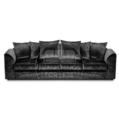 (Black, 4 Seater) Crystal Crushed Velvet Scatter Back Corner Sofa Range