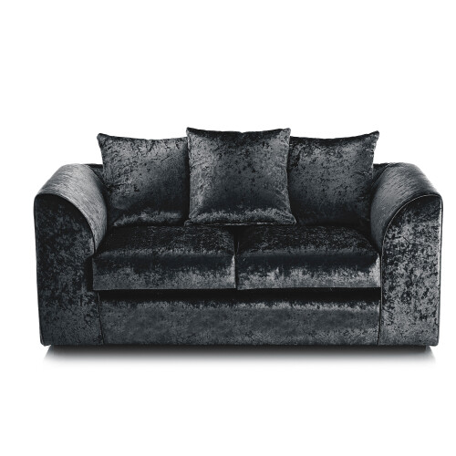 (Black, 2 Seater) Crystal Crushed Velvet Scatter Back Corner Sofa Range