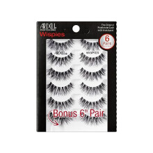 Ardell False Eyelashes Wispies 6 Pack Multipack Black Medium Volume Long Length Rounded Lash Style Crisscross Feathering Curl Invisiband Comfortable