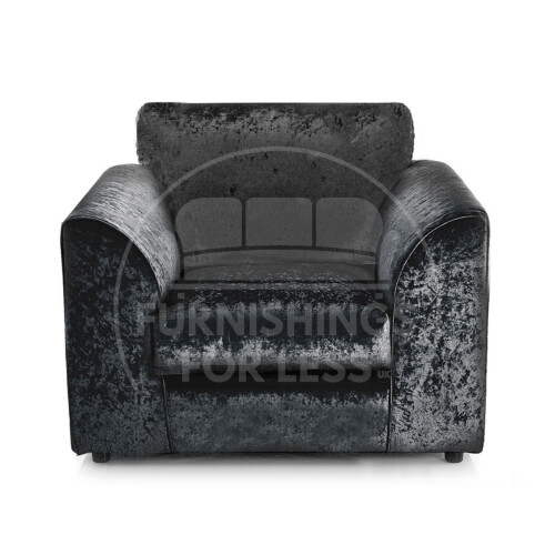 (Black, Armchair) Crystal Crushed Velvet Scatter Back Corner Sofa Range