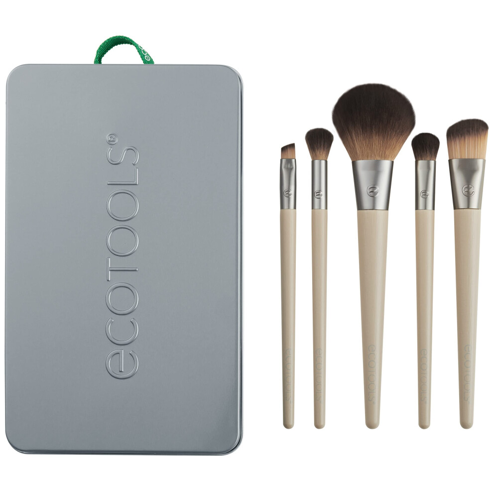 EcoTools Start the Day Beautifully Makeup Brush Set, Silver, 1 Count (Pack of 1)