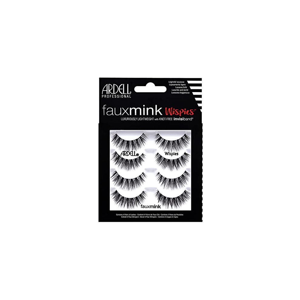 Ardell Faux Mink Wispies False Lashes, Pack of 4