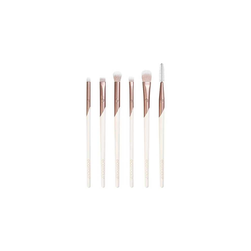 EcoTools Luxe Natural Elegance Professional Face Makeup & Foundation Brush Set, For Face, Cheek, and Eye Makeup, 5 Piece Set, Pink