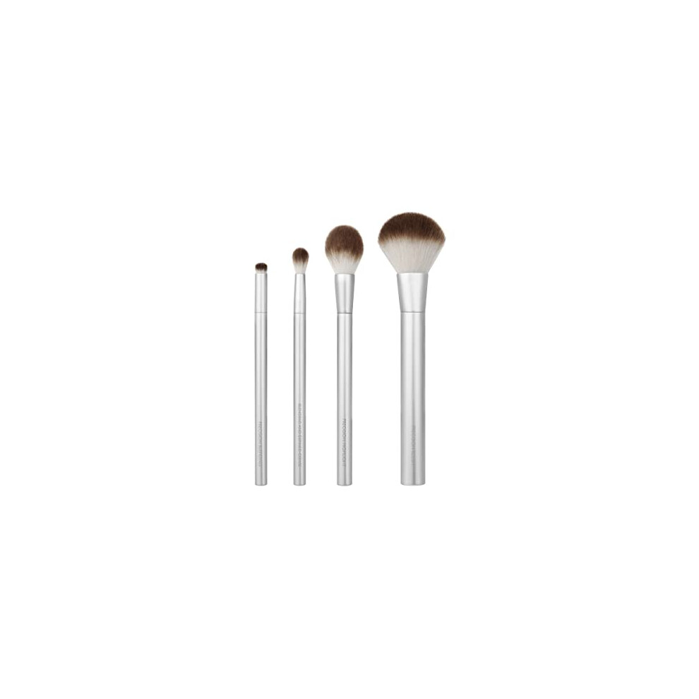 EcoTools Precious Metals Cheek & Eye Highlight Makeup Brush Kit, for Eyeshadow, Blush, & Powder Products, Eco Friendly, Cruelty Free Face Brushes,